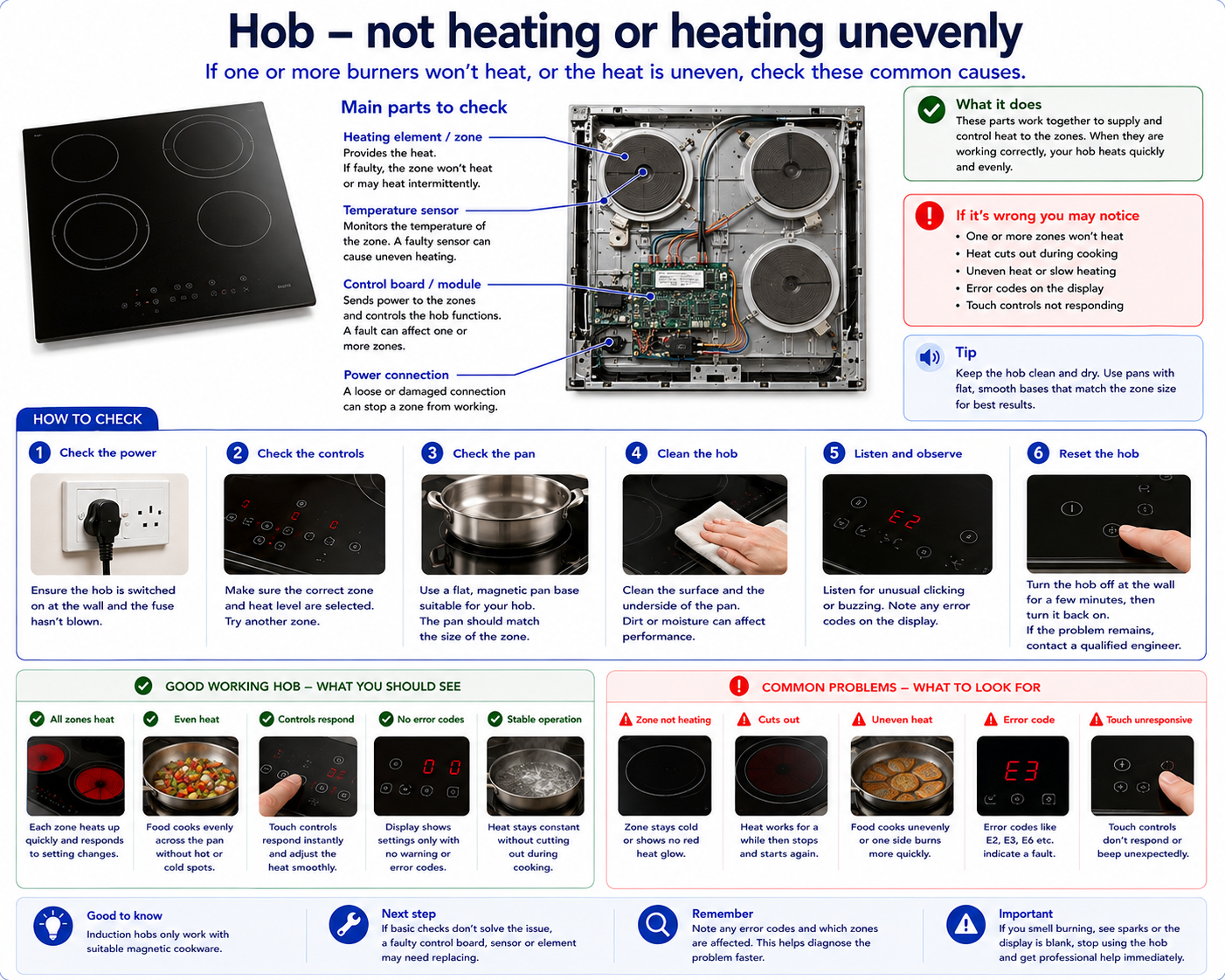 Reference diagram of hob heating parts